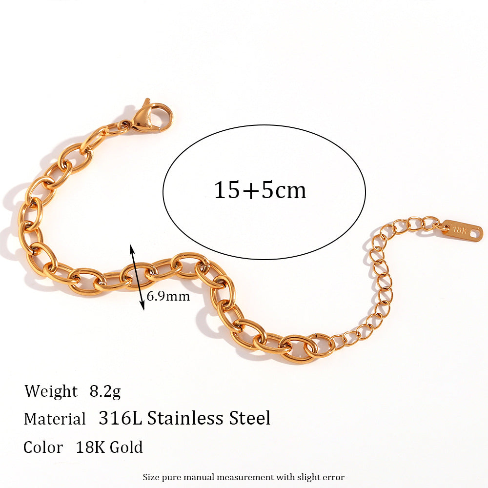 Wholesale Geometric Stainless Steel Chain Bracelet with Gold Plating,  Fashion Accessory for Women,  Boutique Resale Gift