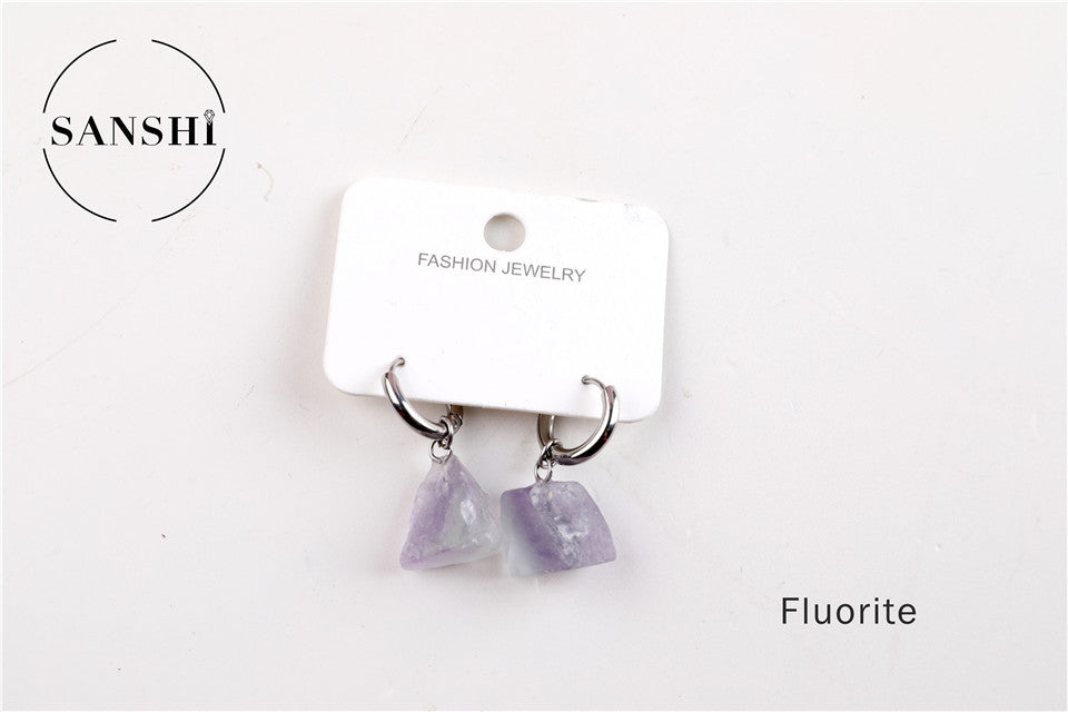 Wholesale Natural Stone Crystal Stainless Steel Earrings