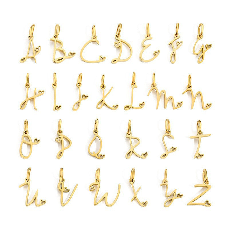 Wholesale 26 English round letters titanium steel pendant