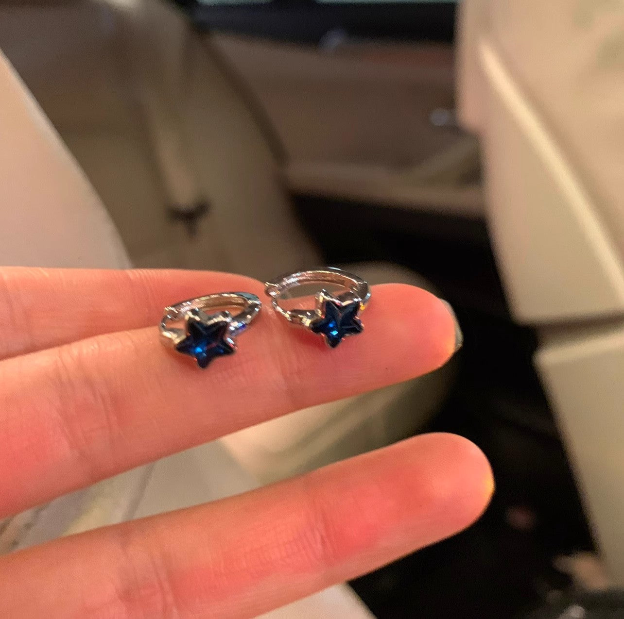 Wholesale  Blue Star Earrings  Hoop Earrings