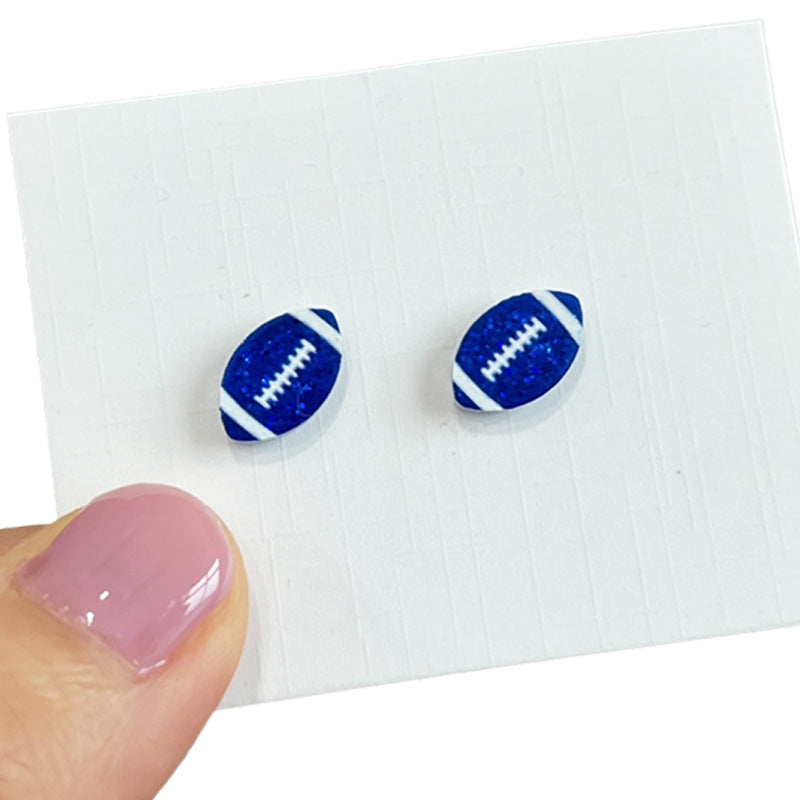 Wholesale Rugby multi-color red and blue helmet football earrings