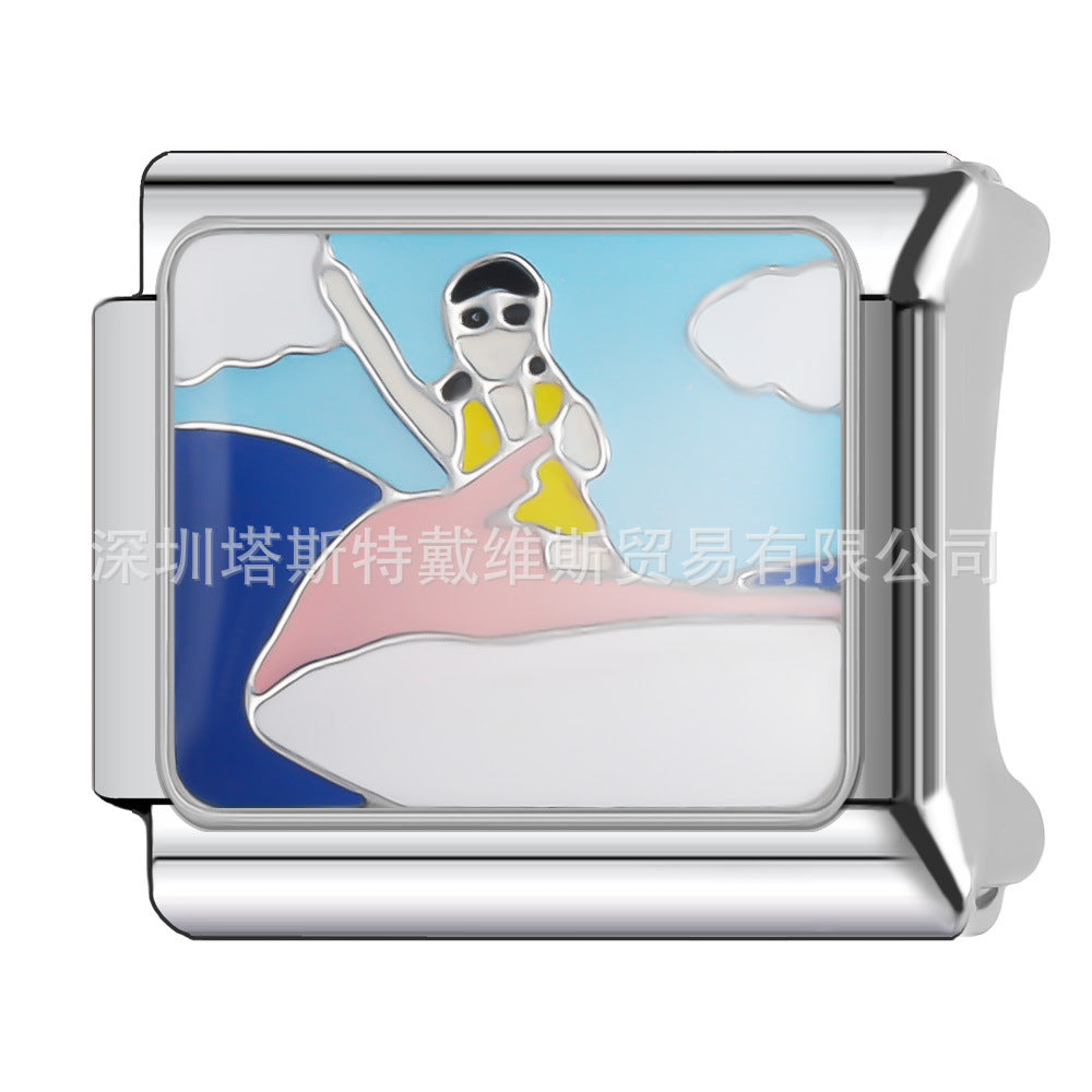 Wholesale Italian Modular Stainless Steel Charm For DIY Bracelet Watch Band Trendy Jewelry Accessory
