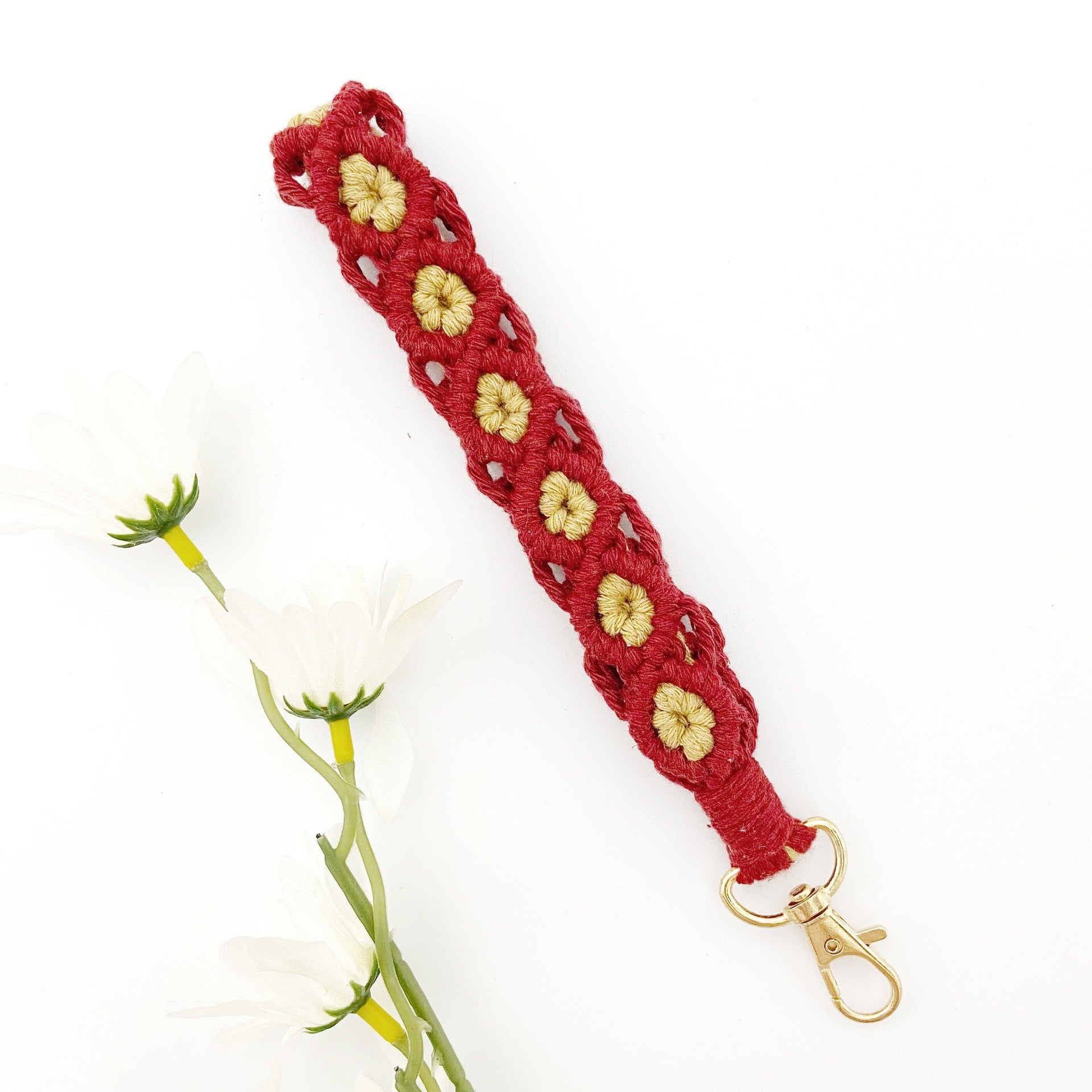 Wholesale Flower Rose Hand-woven Keychains Lanyard Keychain ACC-KC-Huaien003