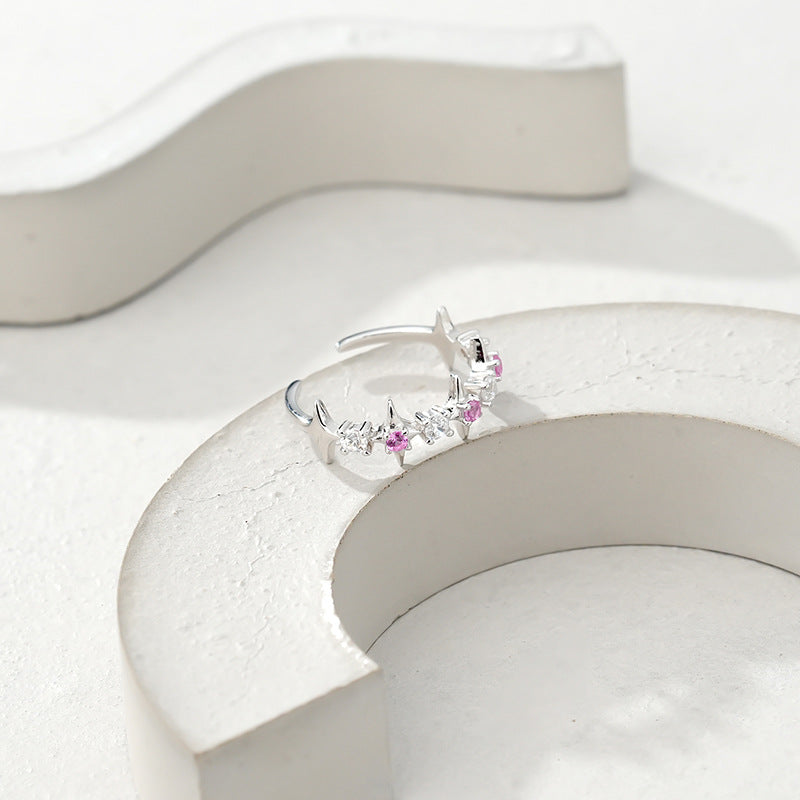 Wholesale 925 sterling silver colored zircon  star ring