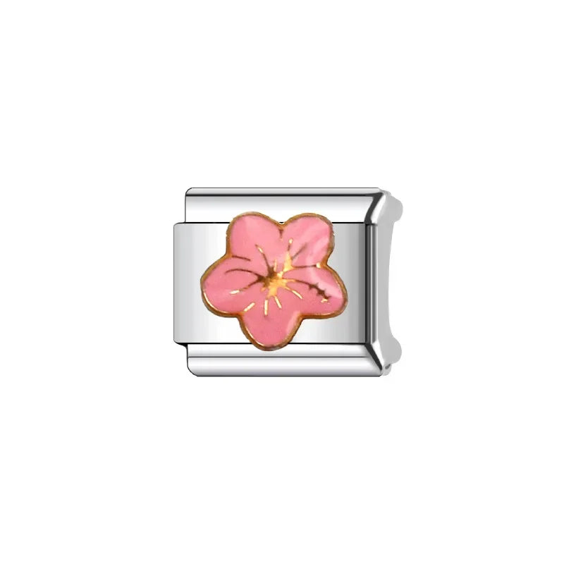 Wholesale Italian Charm Bracelet 9mm DIY Splicing Plant Pattern Titanium Steel  Composable Bracelet