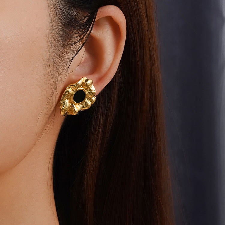 Wholesale Retro  Stainless Steel 18K Gold Earrings