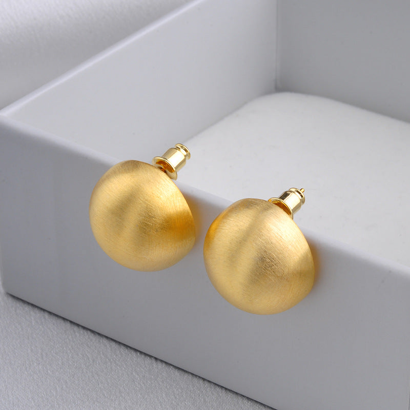 Wholesale  brushed frosted ball triangle earrings
