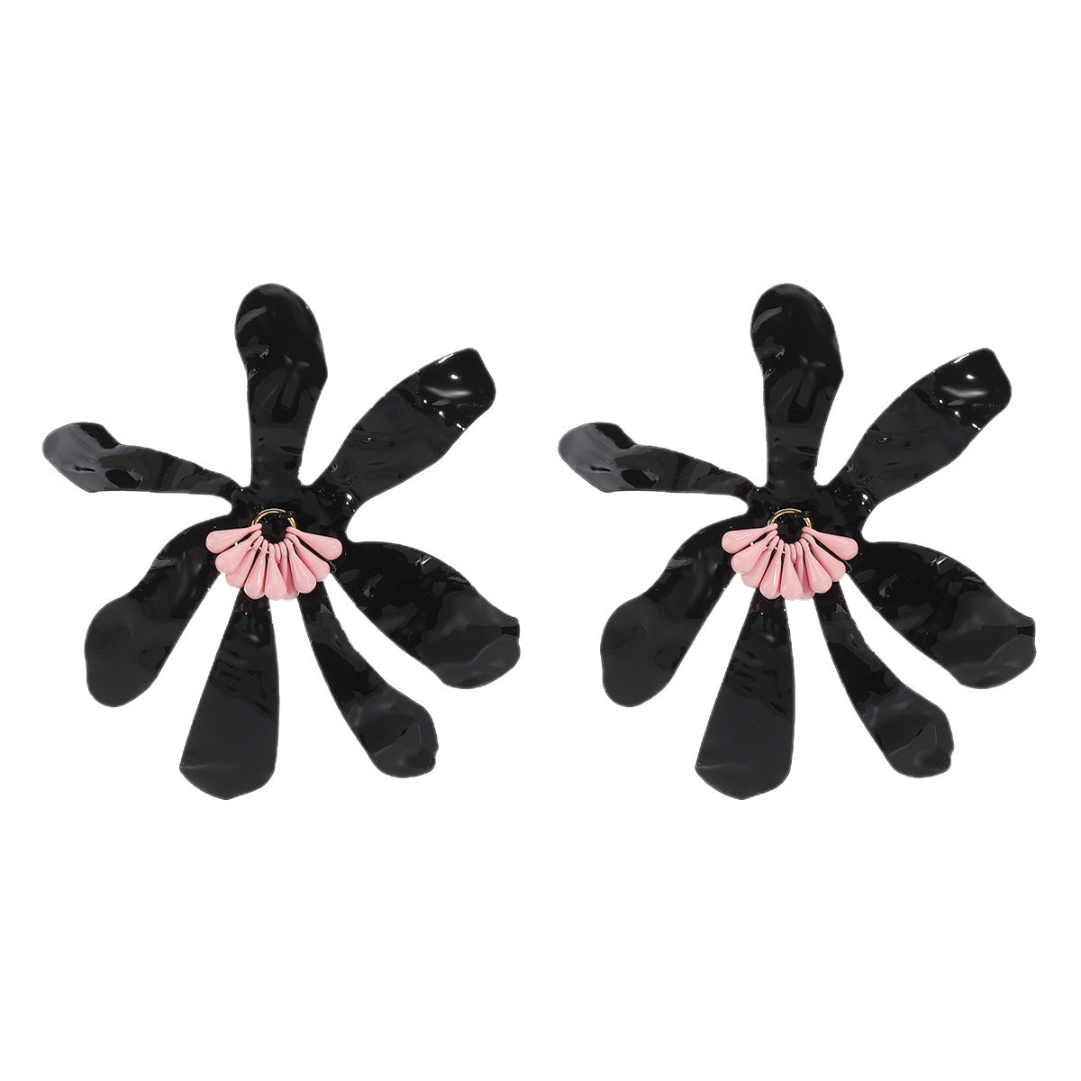 Wholesale Alloy Oil Dripping Exaggerated Flower Earrings