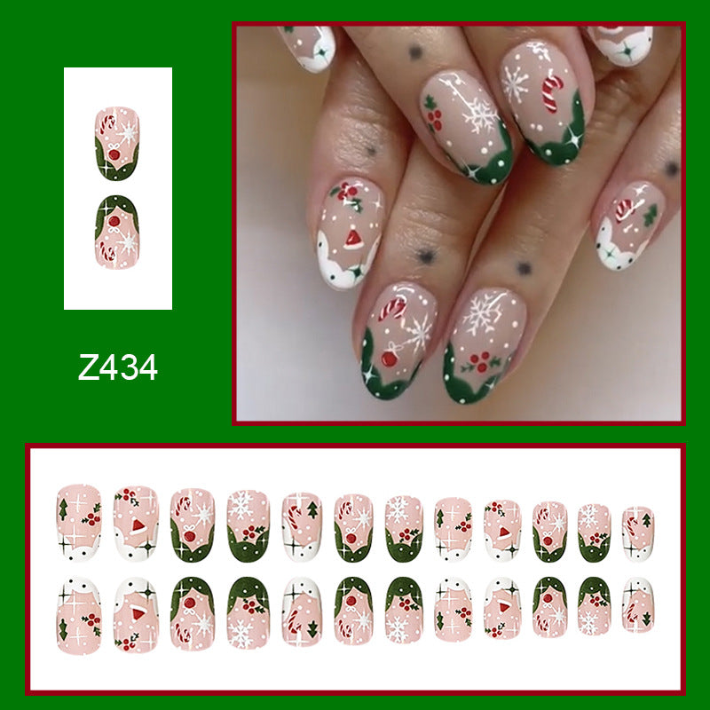 Wholesale 24 Pieces/box Christmas Press-on Nails Kits Nail Stickers ACC-NS-FengLi008