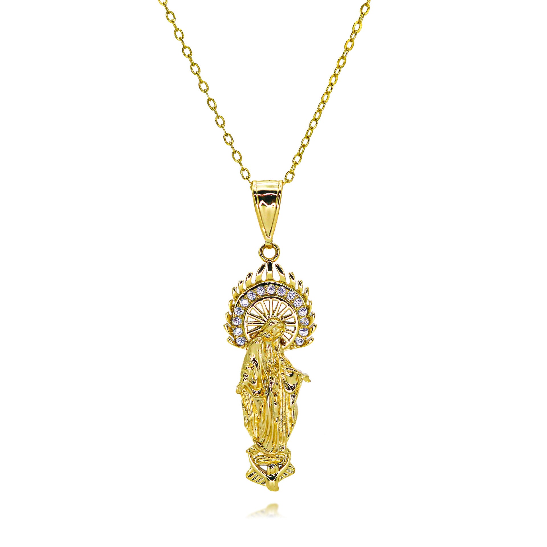 Wholesale religious personality statue clavicle chain zircon virgin pendant necklace