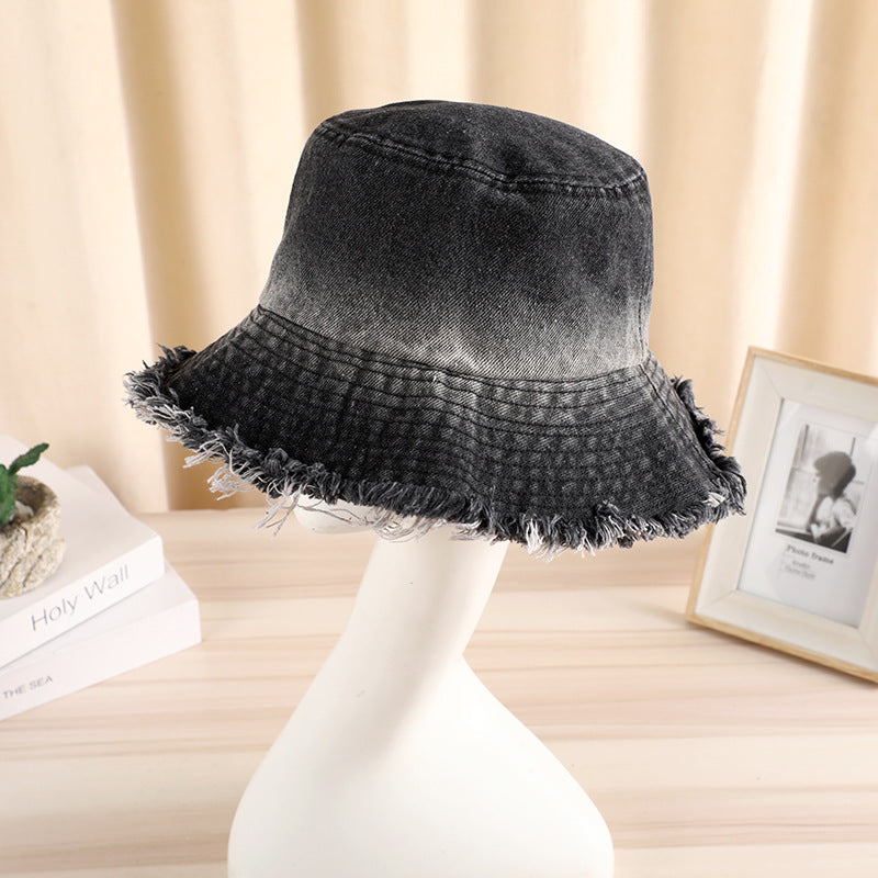 Wholesale Gradient raw edge washed bucket hat