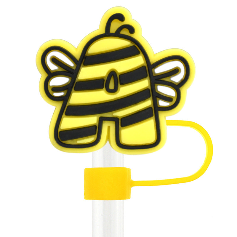 Wholesale Random 100pcs Bee Letters 10mm Straw Tube Cap ACC-SCR-RYY068