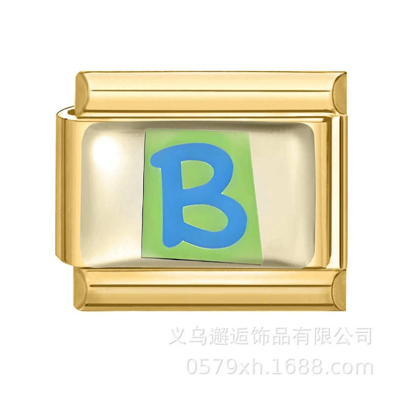 Wholesale 9mm Italian Charm Starter Bracelets DIY Letter Series Stainless Steel Composable Bracelet