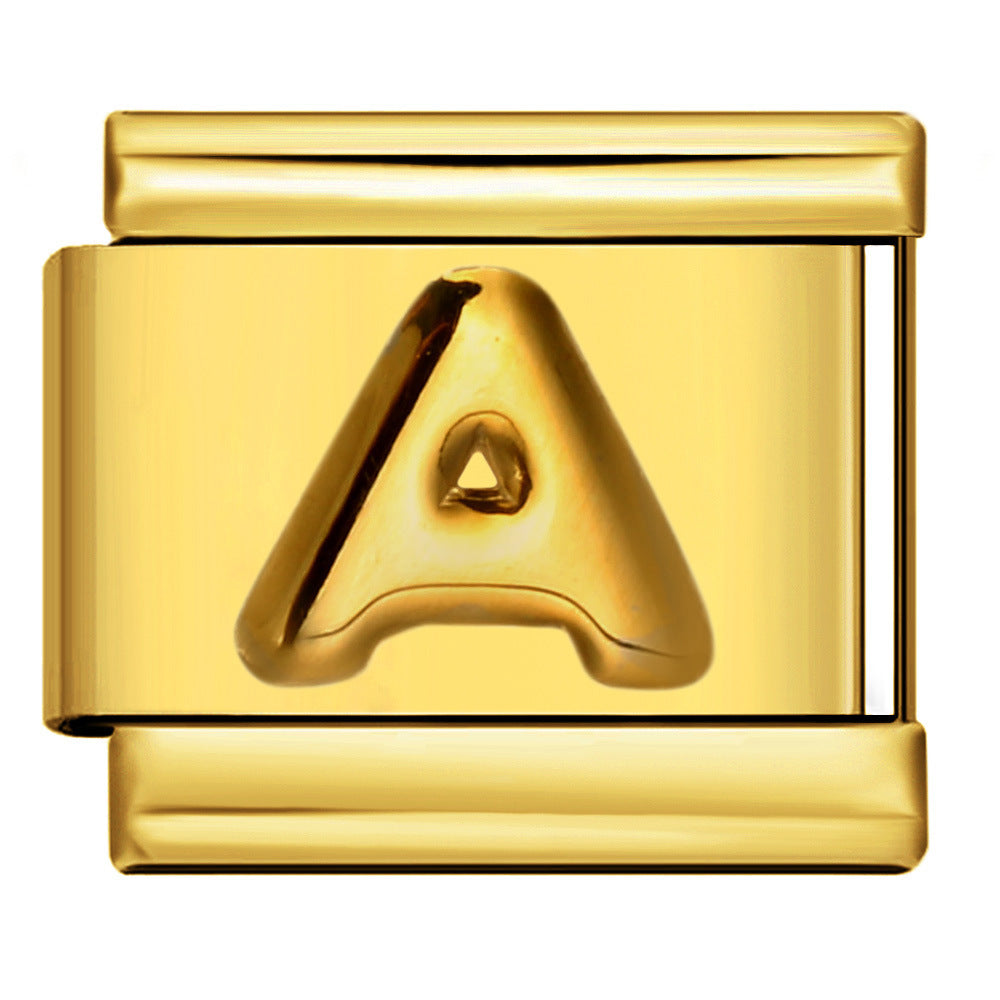 Wholesale Italian Charm Bracelet 9mm DIY Splicing Removable Raised Letters Stainless Steel Composable Bracelet