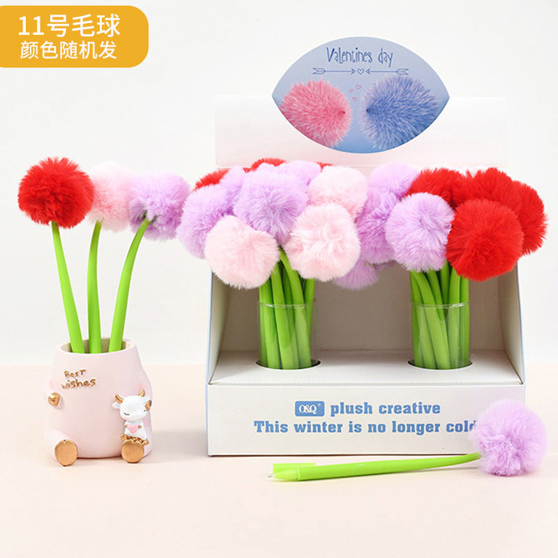 Wholesale Creative Flower Neutral Pens Soft Silicone Shaking Pen