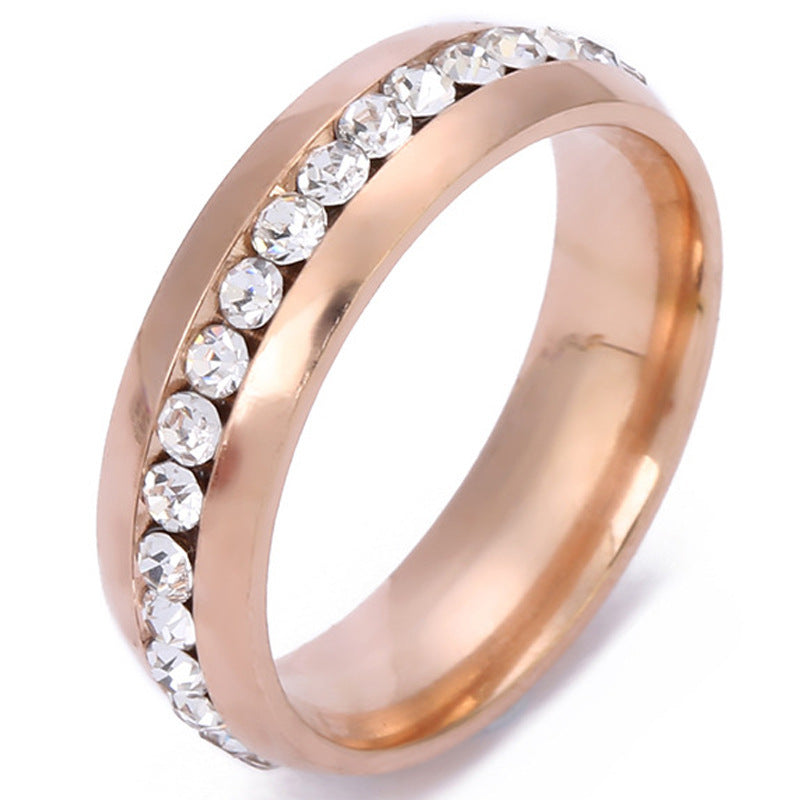 Wholesale 6mm Single Row Circle Glue Rhinestone Stainless Steel Multi-color Diamond Rings ACC-RS-WangG009