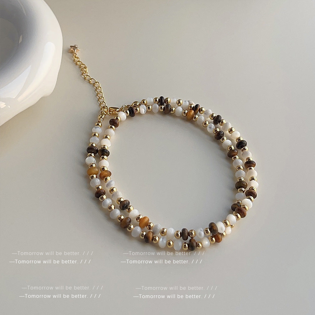 Wholesale Retro Natural Tiger Eye Stone Clavicle Necklace Copper Electroplated Fashion Jewelry Accessory