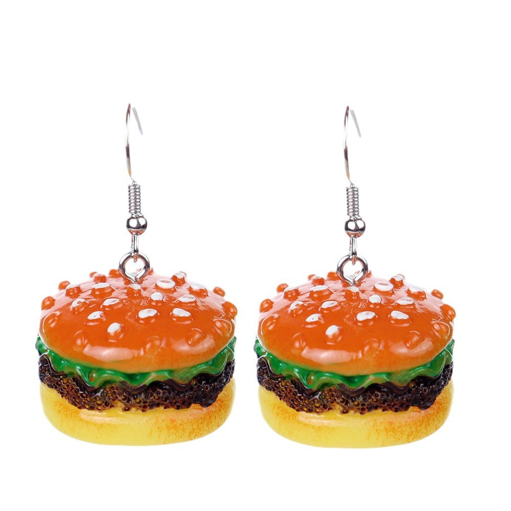 Wholesale  fun  simulation food and play beef hamburger earrings