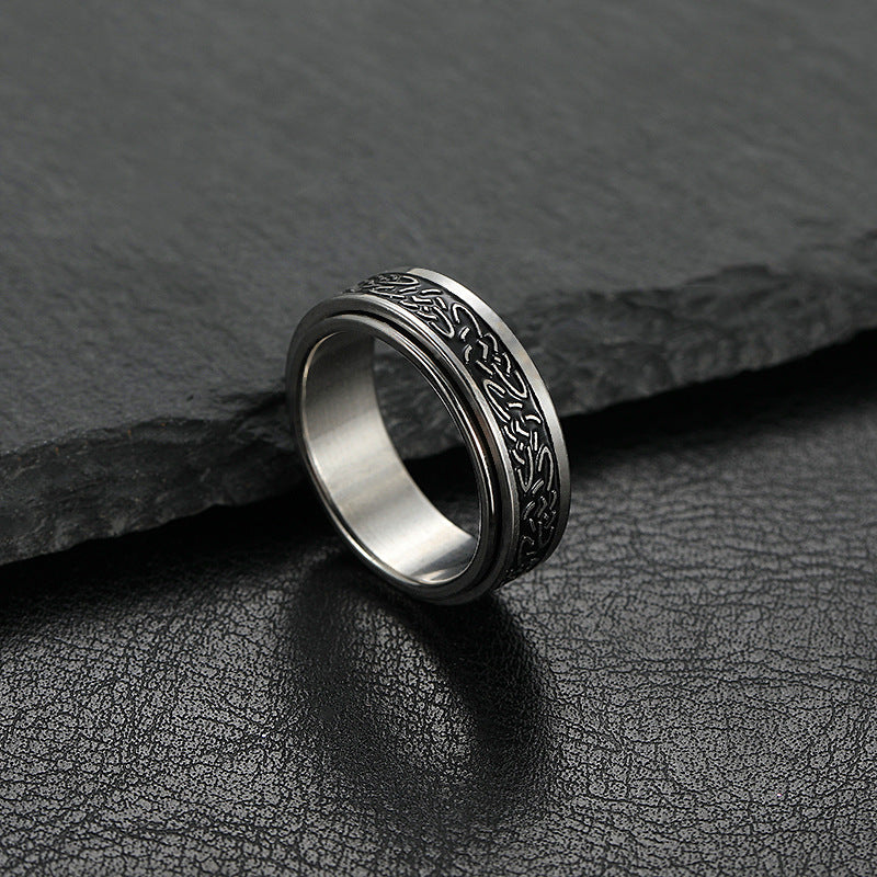 Wholesale Irregular Pattern Rotating Stainless Steel Ring ACC-RS-ZhongQi014