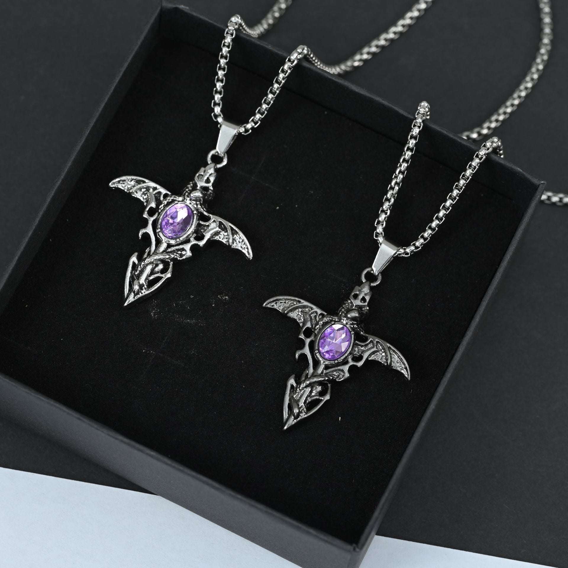 Wholesale Vintage Gothic Demon Sword Angel Wings Pendant Necklace Stylish Zinc Alloy Craft Gift For Women