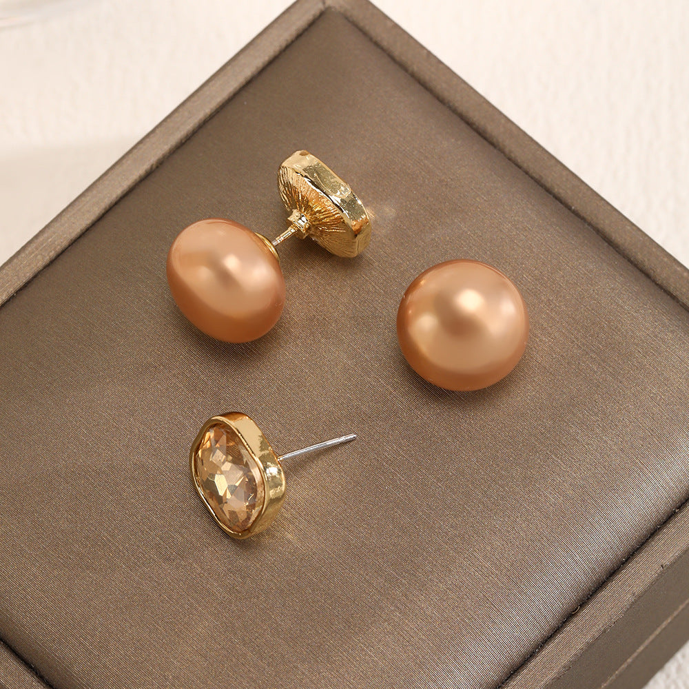 Wholesale Light luxury vintage diamond pearl earrings