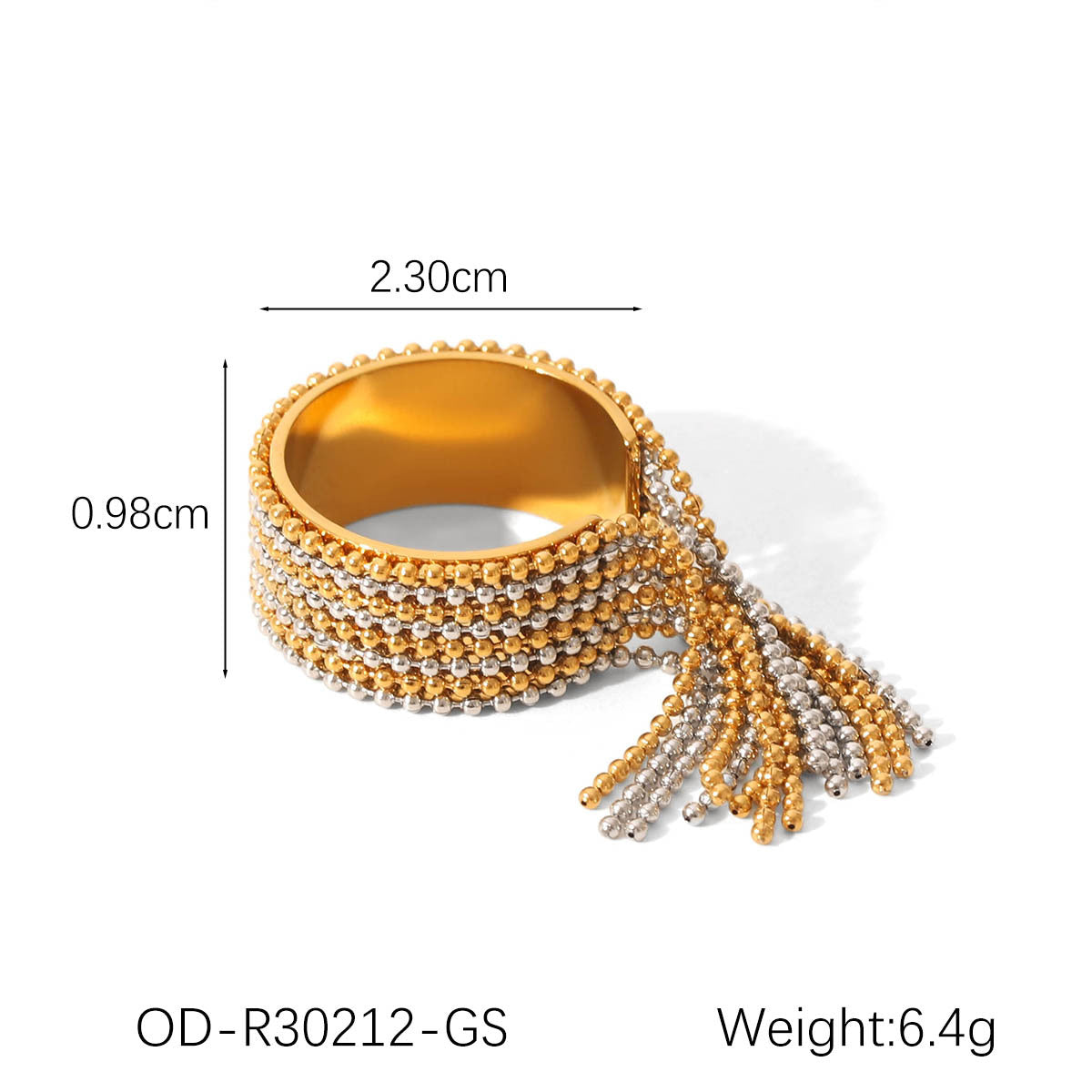 Wholesale Stainless Steel Gold Plated Tassel Open Ring