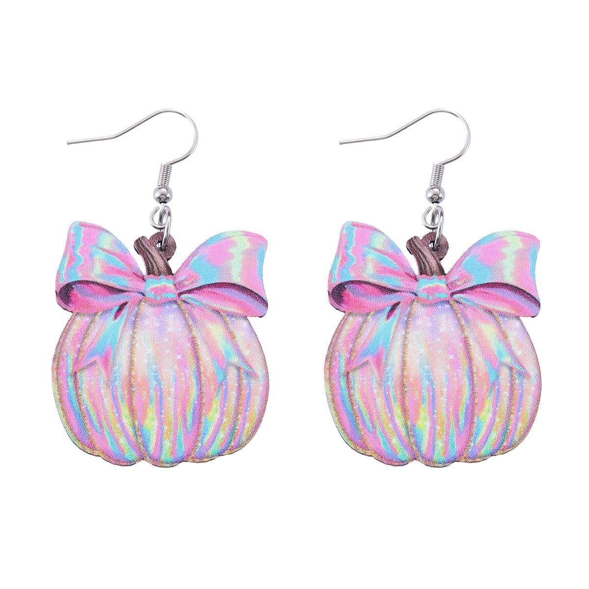 Wholesale Bow Painted Pumpkin Pendant Wooden Double-Sided  Earrings