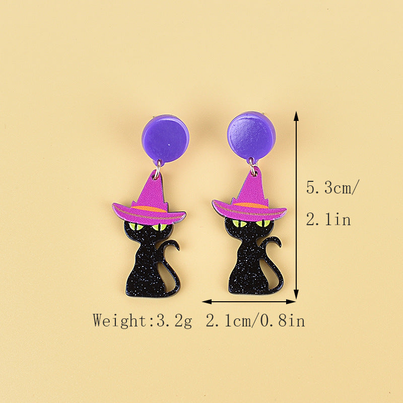 Wholesale Halloween Earrings Witch Tombstone Scream Ghost Acrylic  Earrings