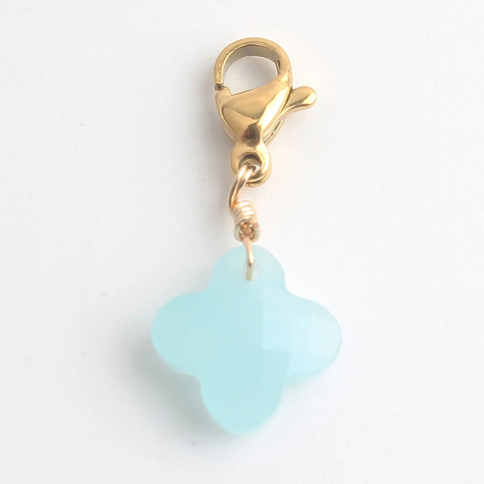 Wholesale Stainless Steel Four Leaf Clover Sun Ray Lobster Clasp Pendant Colored Stone Necklace