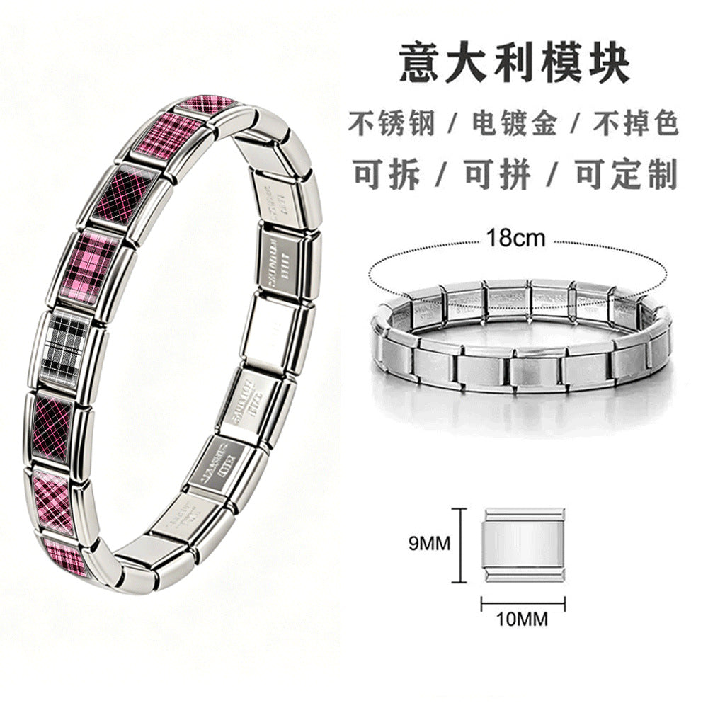 Wholesale Trendy Italian Modular Stainless Steel Bracelet Unisex Jewelry Accessory