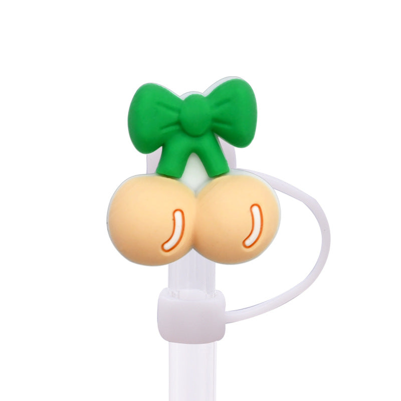 Wholesale Random 100pcs Multicolor Cherry Straw Cover 10MM Straw Tube Cap