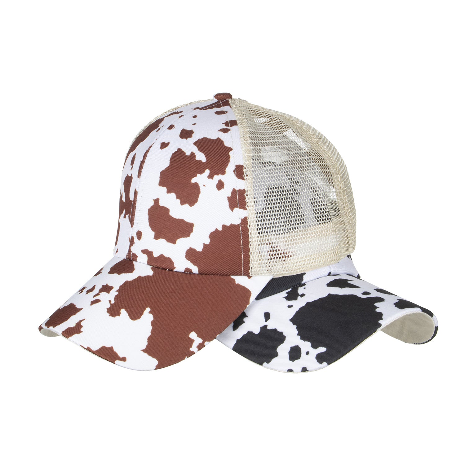 Wholesale Cow Print Baseball Cap Stylish Women S Ponytail Cap With Elastic Mesh Chic Fashion Accessory For Gift Boutique Resale