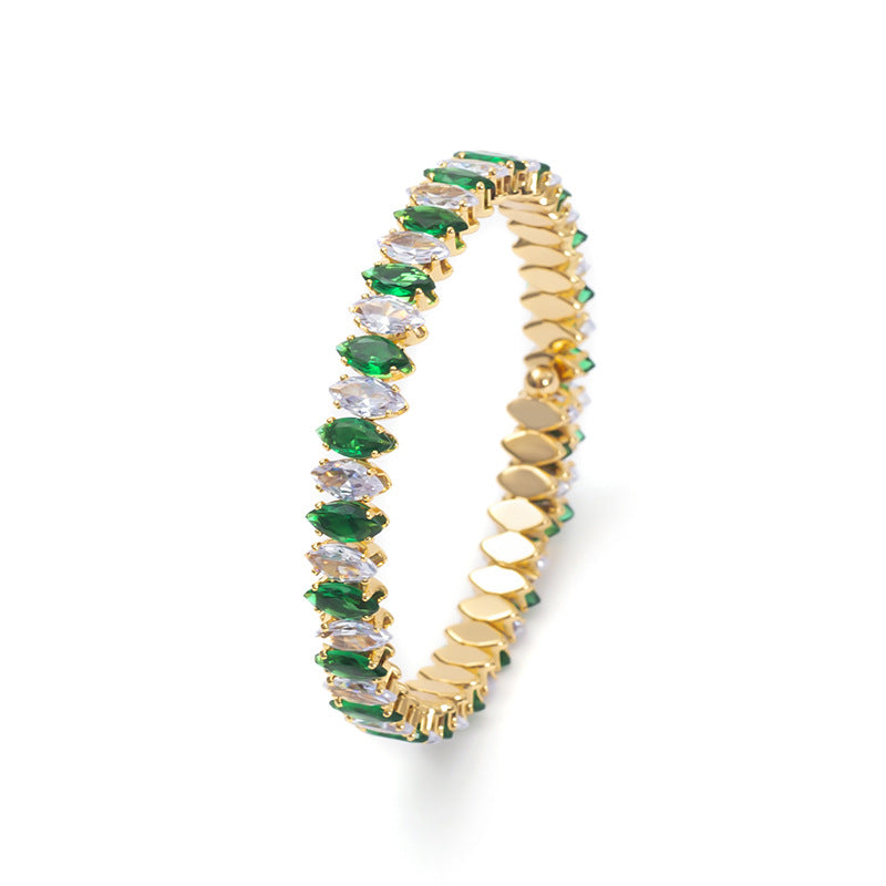 Wholesale Stainless Steel Zircon Bracelet 18K Fashion Opening Adjustable Titanium Steel Bracelet ACC-BT-Jiay001