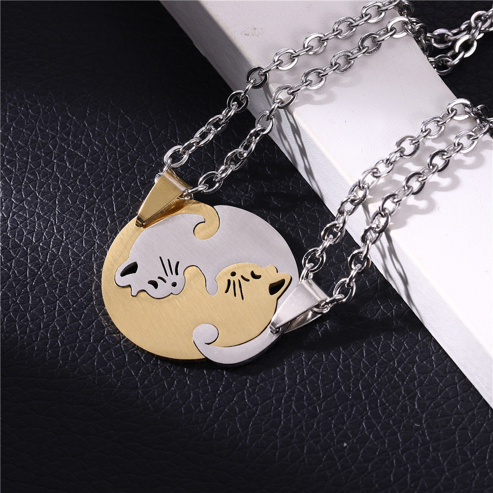 Wholesale Stainless Steel Kitten Stitching Necklaces ACC-NE-Hanyu006