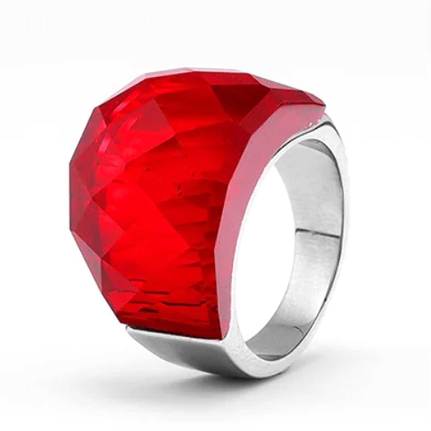 Wholesale Exaggerated Multi-color Translucent Gemstone Titanium Steel Ring ACC-RS-Hait002