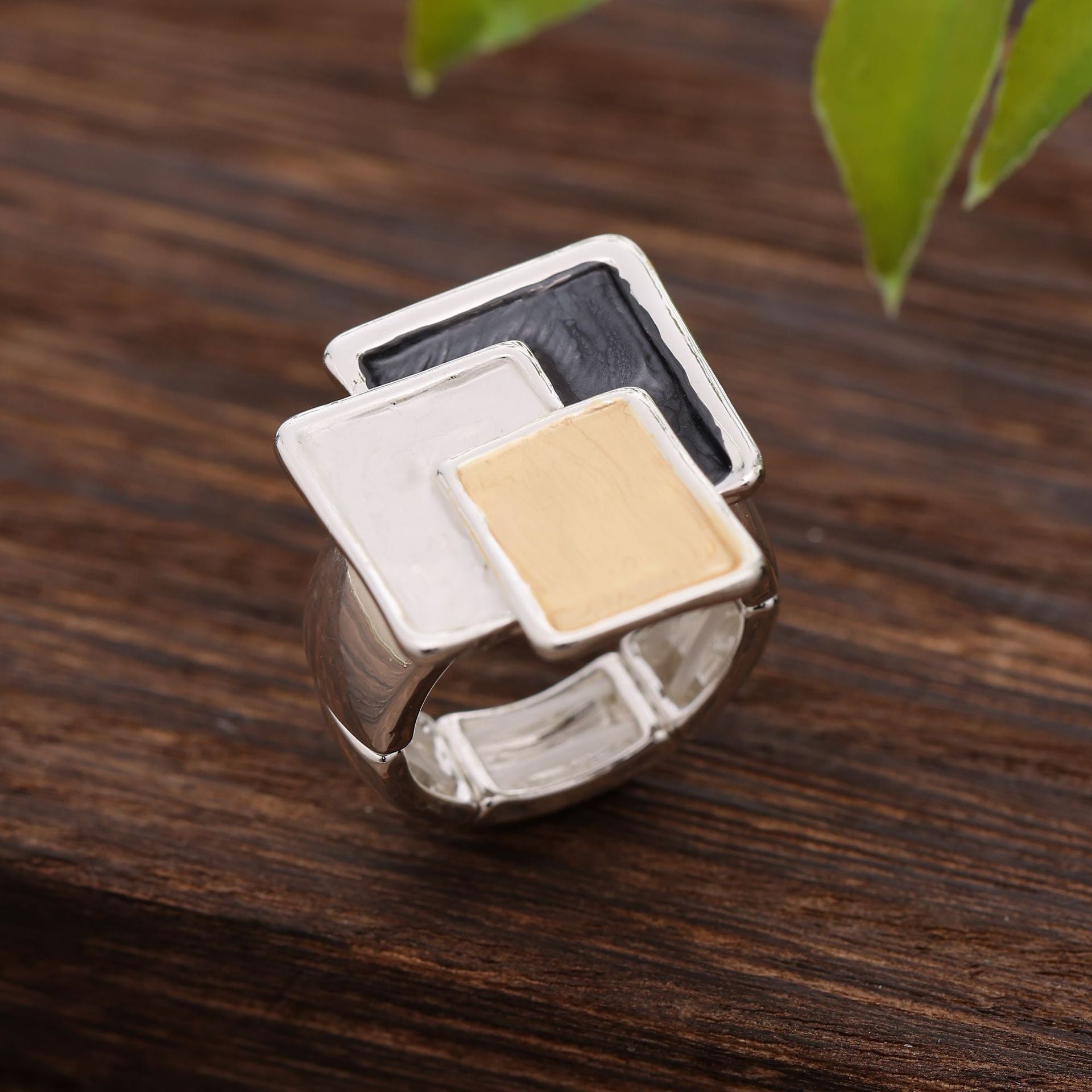 Wholesale  irregular square stitching alloy ring