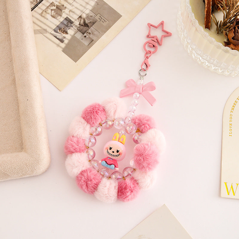 Wholesale Cartoon  Handmade Pom-Pom Beaded  Keychain  ACCVIP