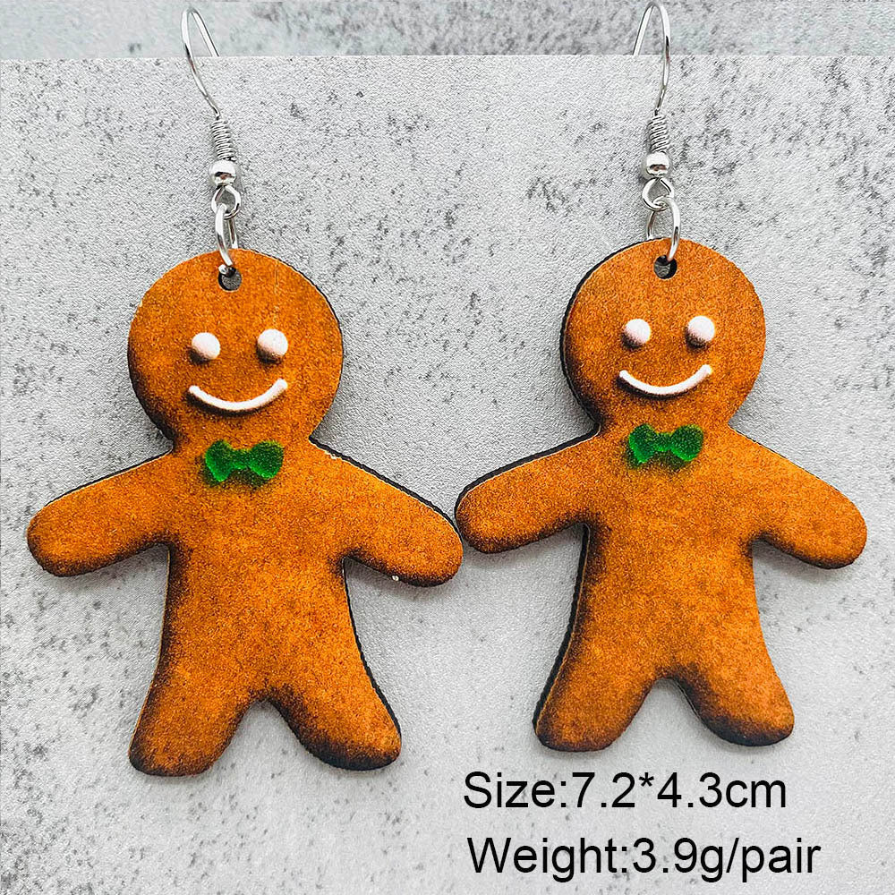 Wholesale Christmas Halloween  candy crutch lollipop wooden earrings