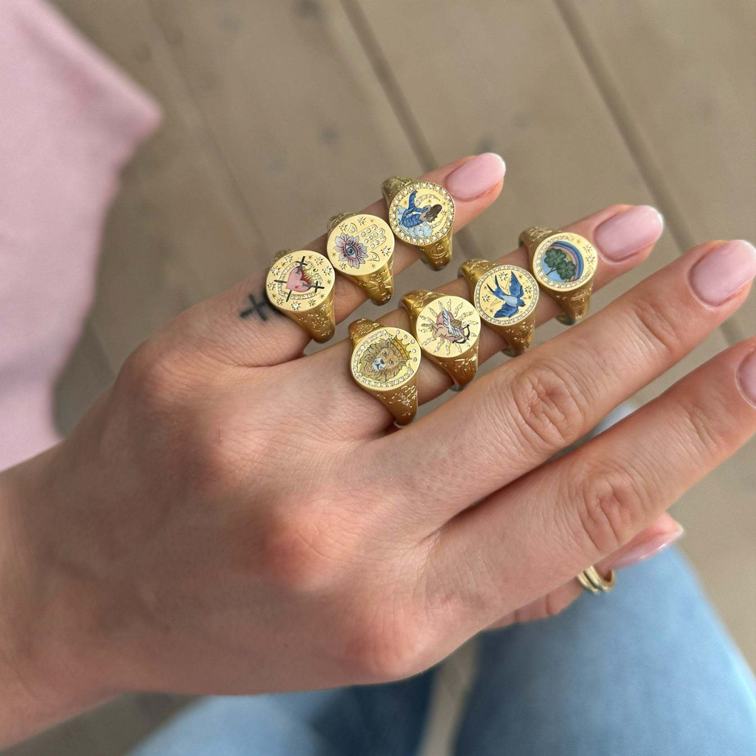 Wholesale Stainless steel adjustable vintage-style heart-shaped butterfly ring