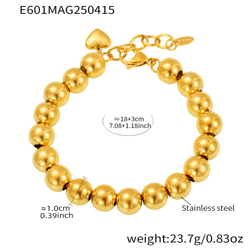 Wholesale Stainless Steel Color-Blocking Hollow Round Bead Handmade Beaded Bracelet