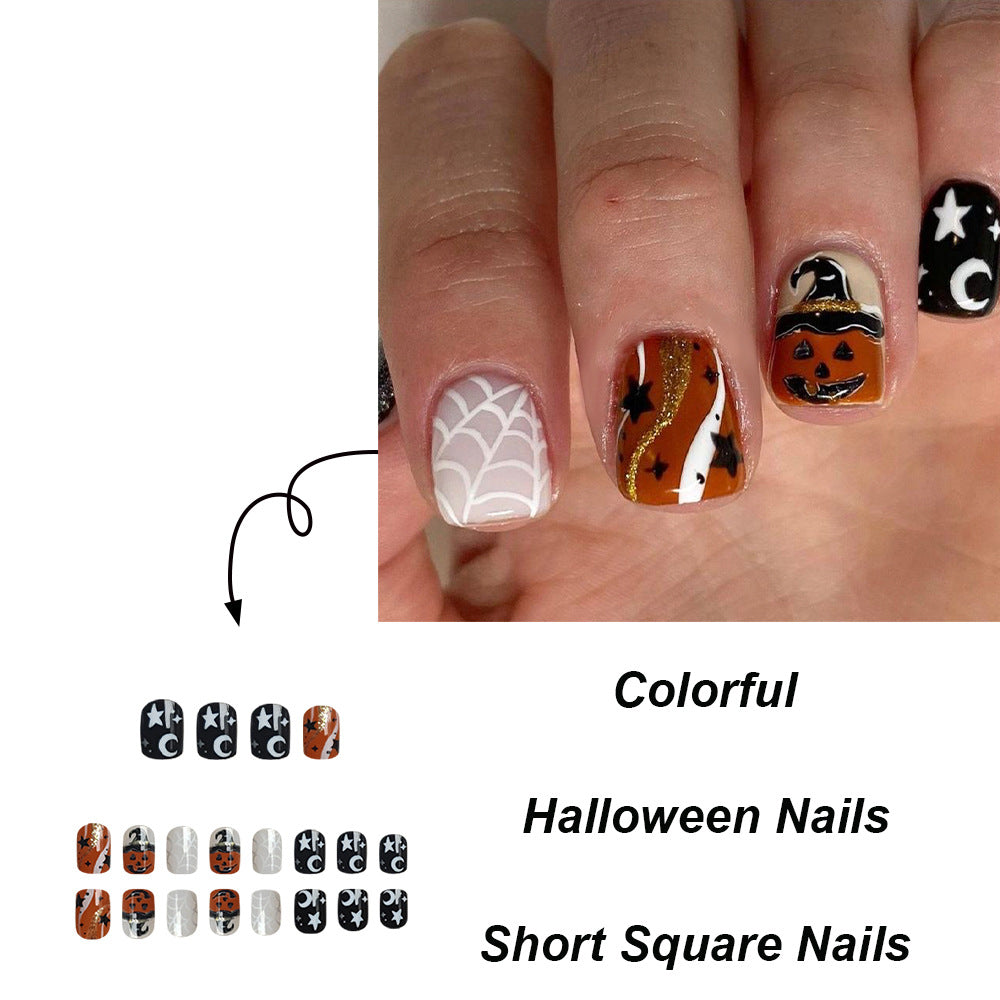 Wholesale 24 Pieces/box Halloween Press-on Nails Kits Nail Stickers ACC-NS-FengLi029