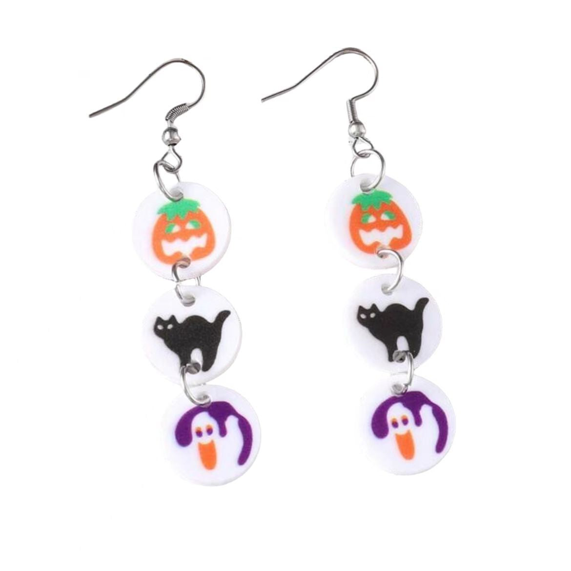 Wholesale  Acrylic Halloween Pumpkin Ghost Cat Element Earrings