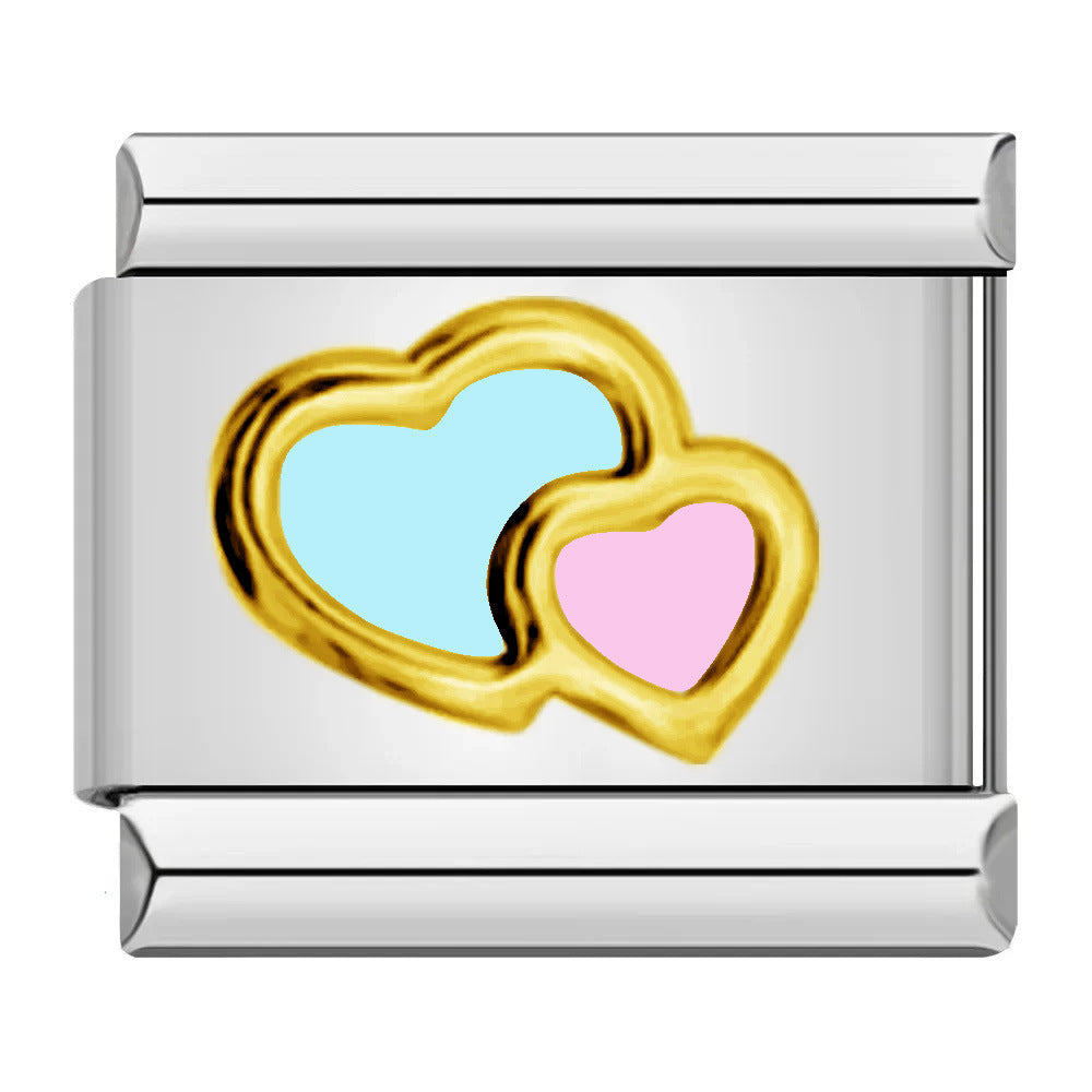 Wholesale Italian Charm Bracelet 9mm DIY Splicing Colored Oil-Drip Petals Stainless Steel Composable Bracelet