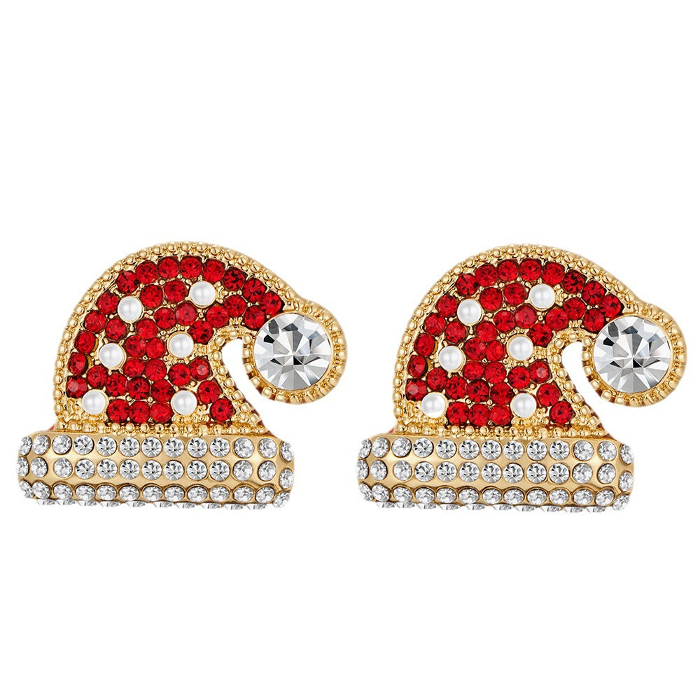 Wholesale Alloy Oil Dripping Diamond Jewelry Christmas Earrings