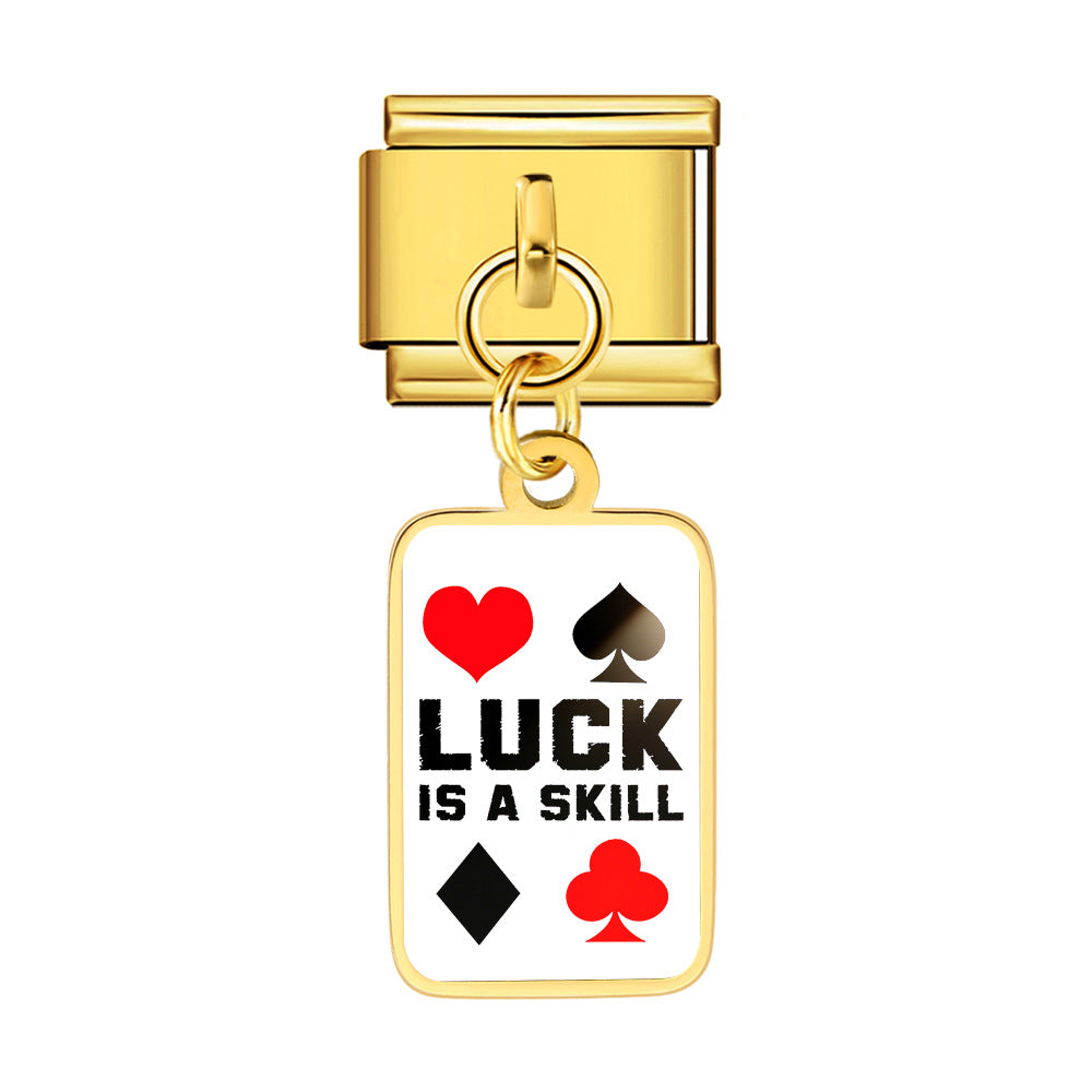 Wholesale Trendy Playing Card Pendant Stainless Steel Bracelet Fashion Accessory For Boutique Resale