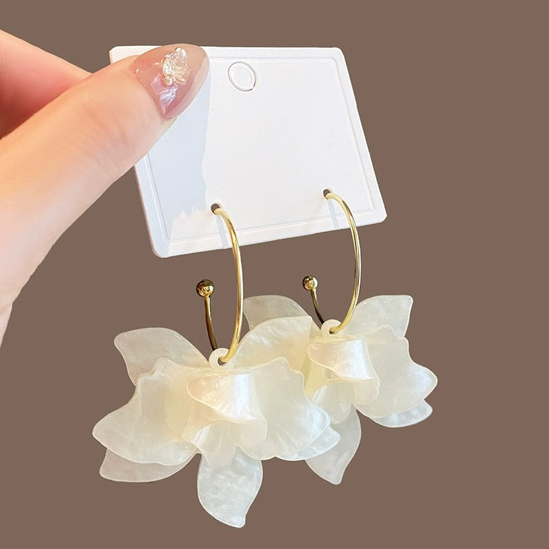 Wholesale Korean Style Fairy Floral Earrings,  Plastic Resin Electroplated,  Fashion Accessory Jewelry