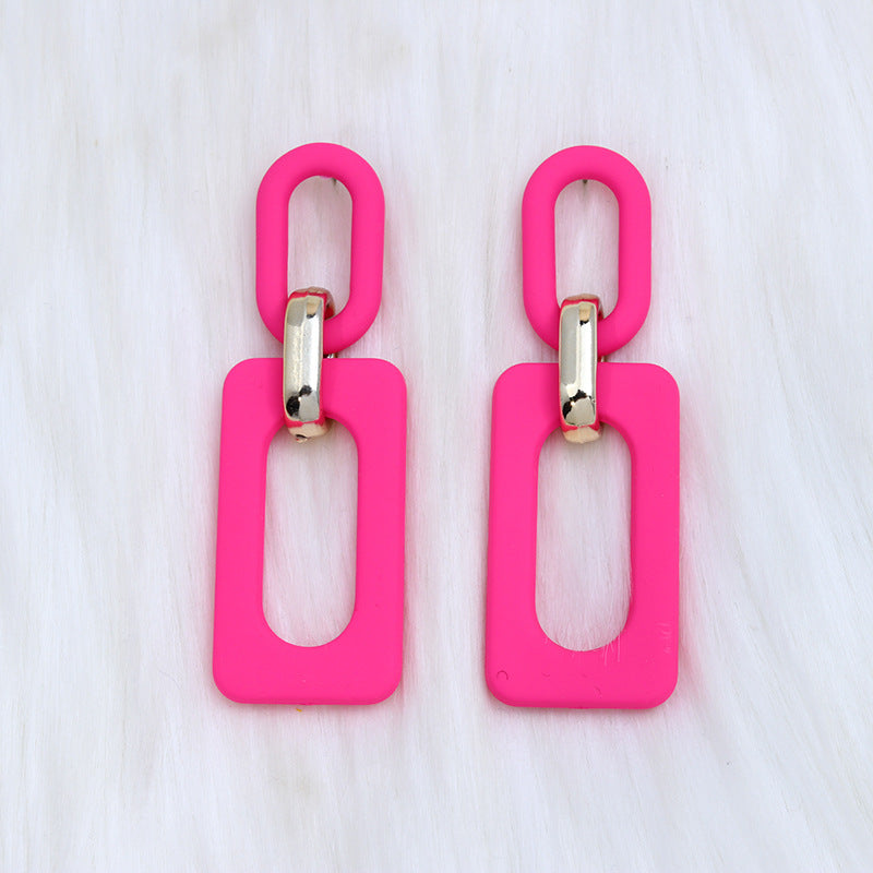 Wholesale rectangular hollow ing acrylic earrings earrings retro personality  earrings
