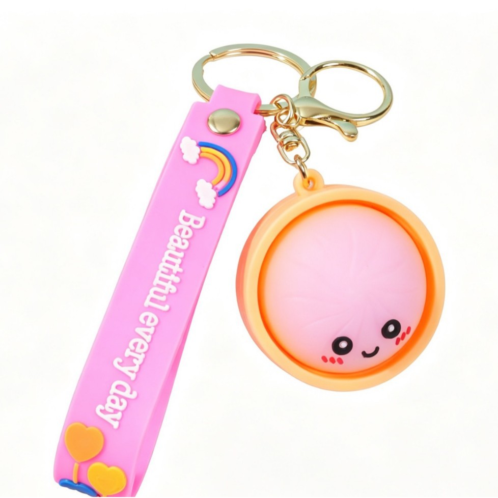 Wholesale Cute PVC Squeezable Small Bun Keychain - Stress Relief Toy,  Bag Charm &  Car Key Accessory