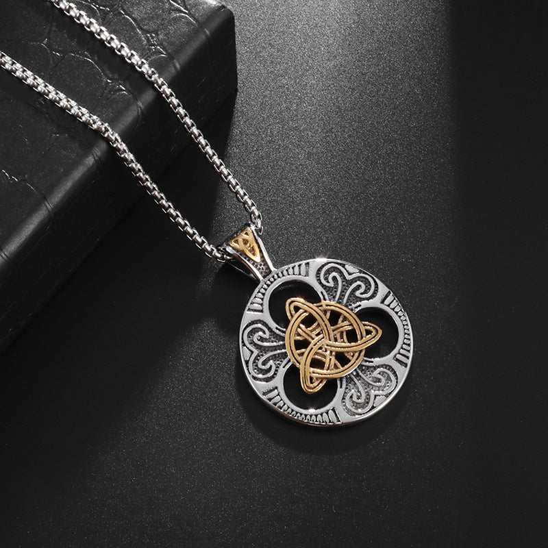 Wholesale Dark Style Celtic Knot Necklace Stainless Steel Geometric Pendant Fashion Jewelry Accessory