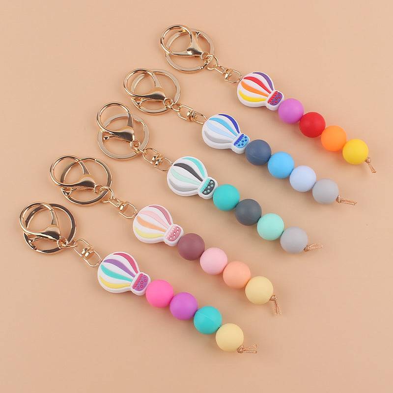 Wholesale Korean Style Pink Silicone Cartoon Hot Air Balloon Keychain Bag Charm Gift